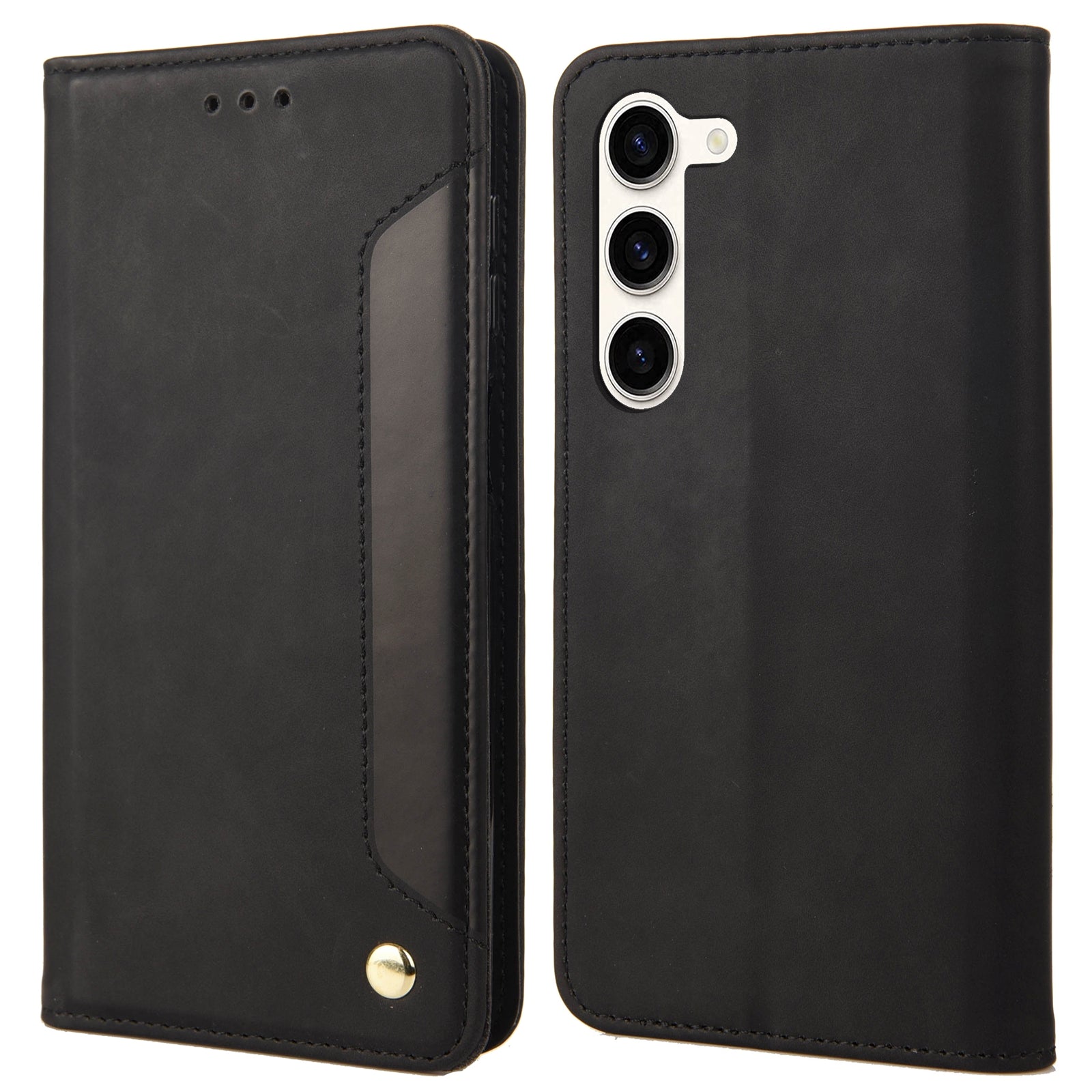 PU Leather Phone Case For Samsung Galaxy S23 Skin-friendly Phone Cover Magnetic Color Splicing Flip Shell Wallet Stand PU Leather Phone Case For Samsung Galaxy S23 Skin-friendly Phone Cover Magnetic Color Splicing Flip Shell Wallet Stand